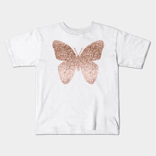 Sparkling rose gold butterfly Kids T-Shirt